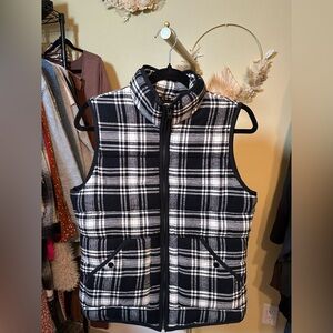 154. Black & White Plaid Puffer Vest